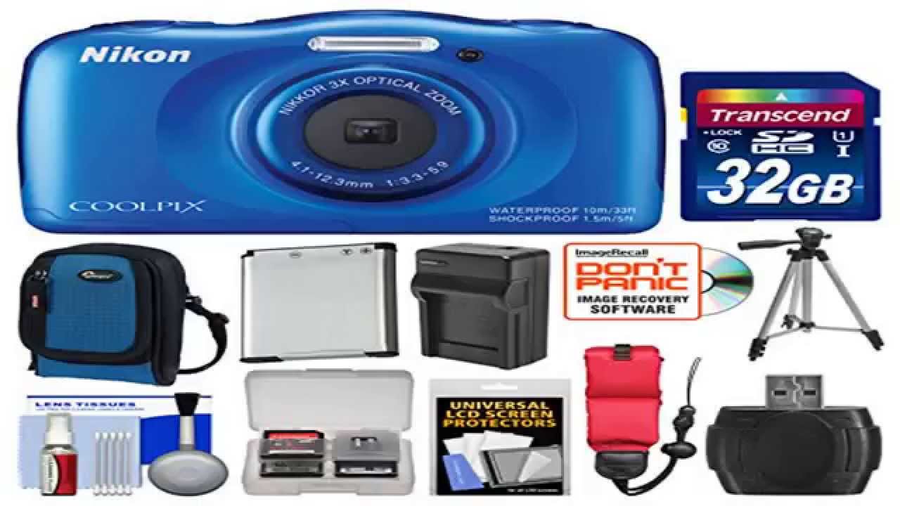 Details Nikon Coolpix S33 Shock & Waterproof Digital Camera (Blue) with 32GB C Top List