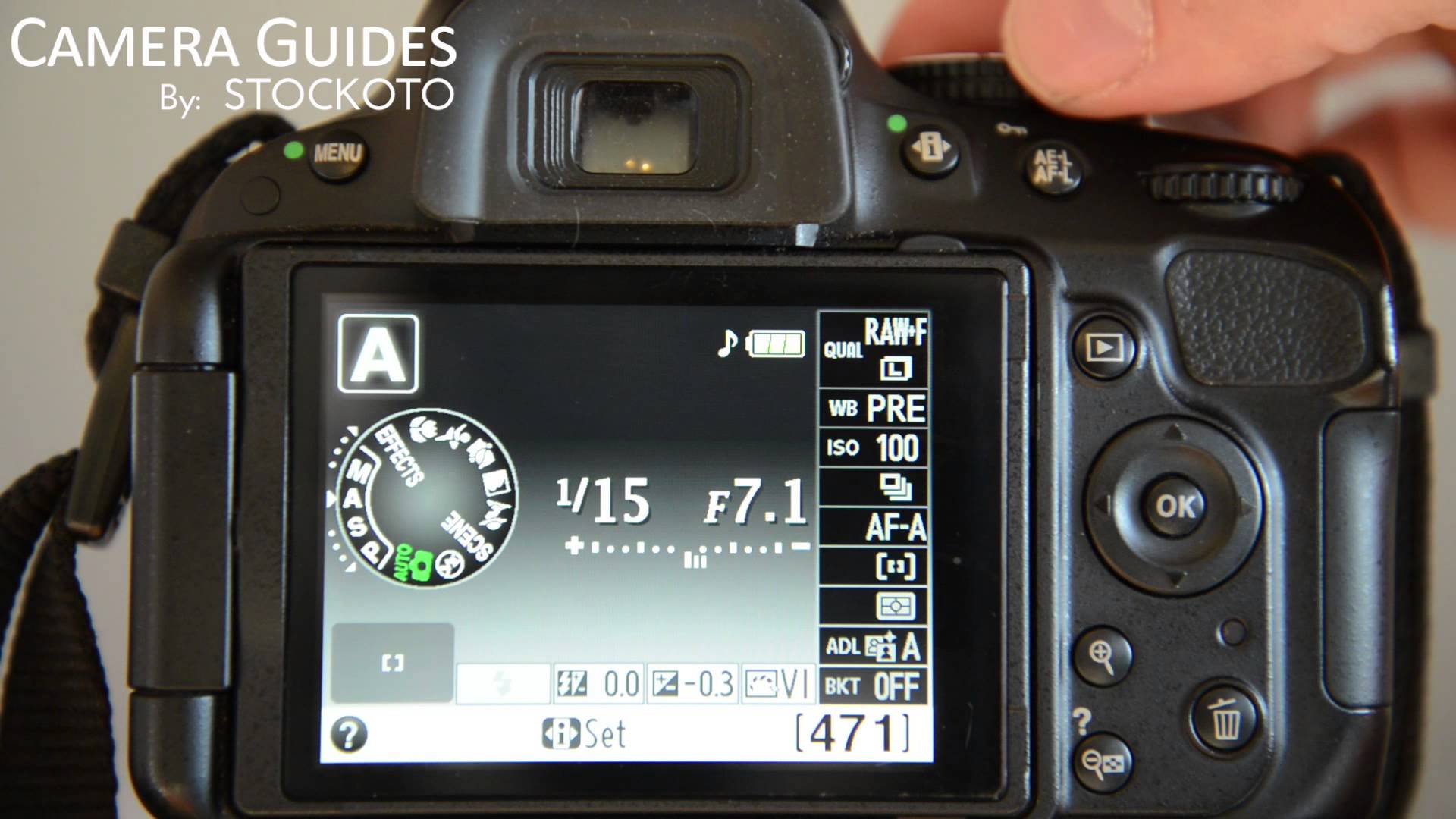 How to set Aperture / f-stop on a Nikon D5100 , D5200, D5300