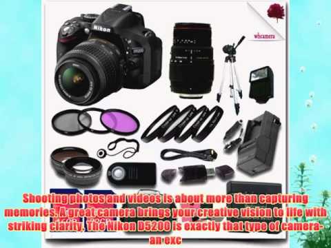 Nikon D5200 Digital SLR Camera with 18-55mm AF-S DX VR (Black) + Sigma 70-300mm SLD DG Macro